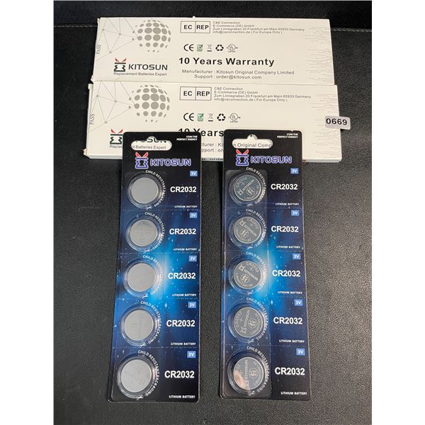 2 Packs (10 PCS/Batteries) CR2032 Lithium Coin Cell Batteries - New