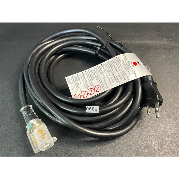 25FT Heavy-Duty Outdoor/Indoor Extension Cord (Black) - New