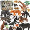 Image 1 : 30PC Jungle Safari Animals Figures Toy Play Set with Metal Lunchbox/Storage Box - New