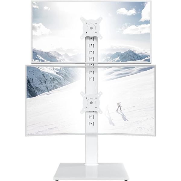 Dual Monitor Stand - Vertical Stack Monitor Riser Fits Two 13" to 34" Screens; Swivel/Tilt - New