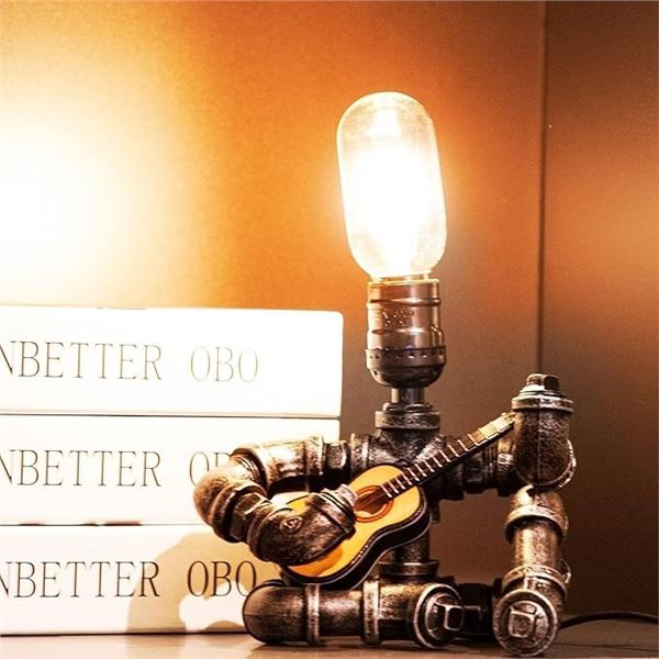 Steampunk Style Metal Tube Robot Guitar Lamp (10.6") Great for Music/Guitar Lovers! - Brand New!