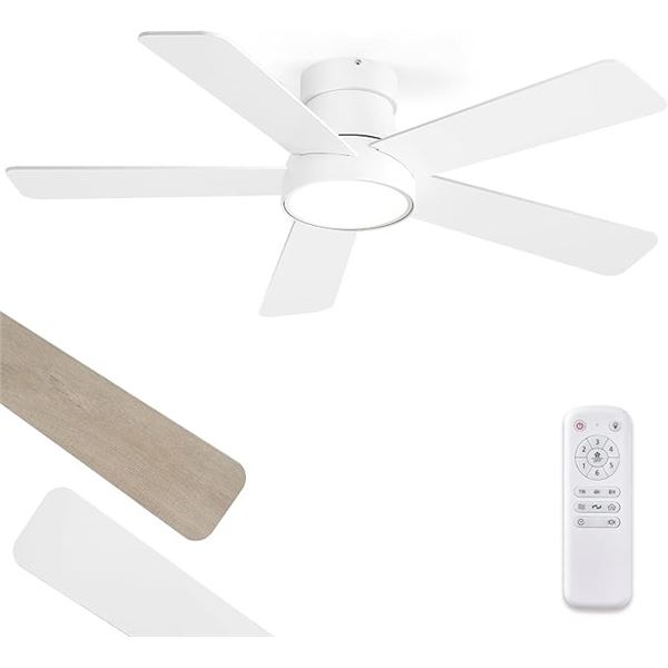 42-Inch Ceiling fan with Light & Remote Control - Indoor/Modern Flush Mount Ceiling Fan - NEW