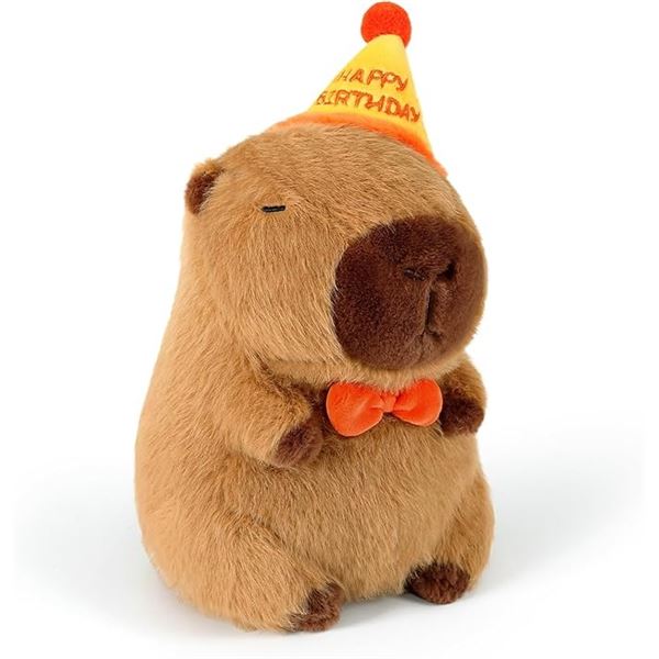 13" Large Size Cute Capybara Plush - Ultra-Soft Stuffed Plushie with Birthday Hat - New Sealed