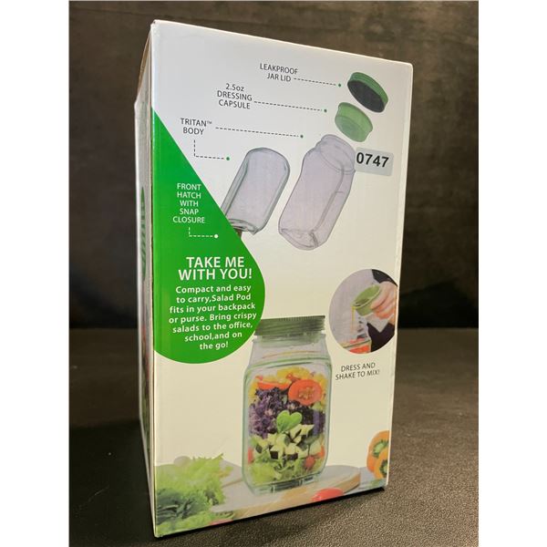 Saladkind Portable Compact Salad Pod - Dressing Capsule with Jar; Dress and Shake to Mix - New!