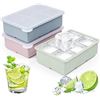 Image 1 : 3-Pack Large Silicone 6-Square Ice Cube Trays; Reusable Design Ice Cube Molds - New