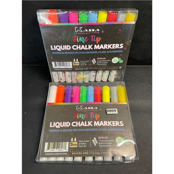 2 Packs (10PCs Each) Fine Tip Liquid Chalk Markers; Works/Erases on Glass, Windows, Chalkboards; New
