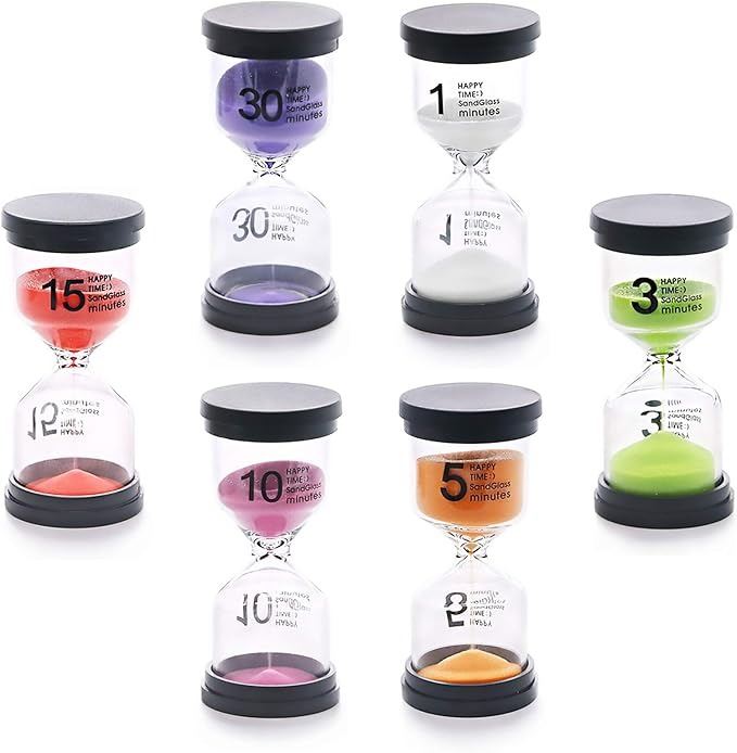6-Pack Colorful Sand Timers/Hourglass Sand Timers (1min,3min,5min,10min ...