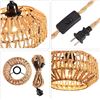 Image 2 : Rattan Farmhouse-Style Plug-In Hanging Pendant Light - Hand-Woven boho Light Fixture - New