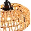 Image 3 : Rattan Farmhouse-Style Plug-In Hanging Pendant Light - Hand-Woven boho Light Fixture - New