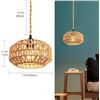 Image 6 : Rattan Farmhouse-Style Plug-In Hanging Pendant Light - Hand-Woven boho Light Fixture - New