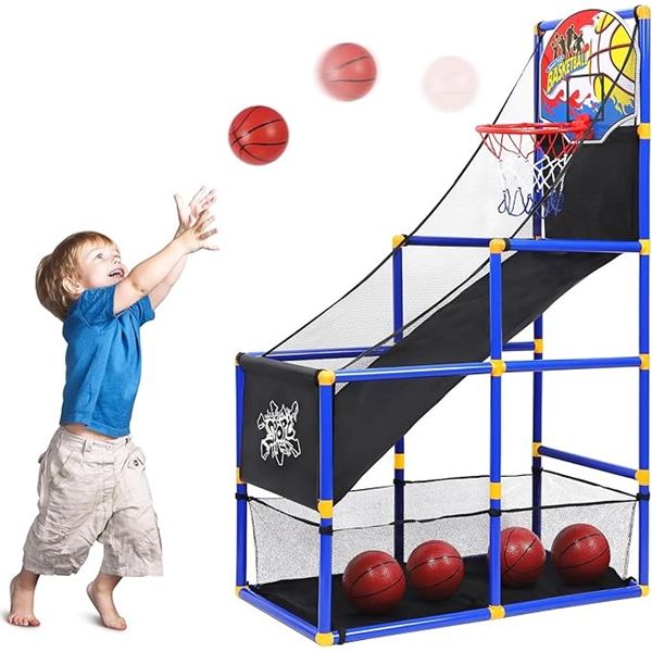 Aokesi Kids Arcade Basketball Hoop/Game Set with 4 Balls; Large 55" Height Basketball Stand - New!