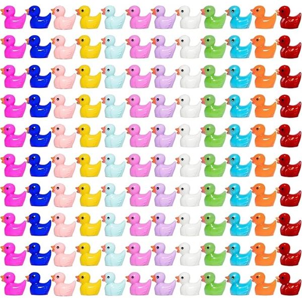 2 Packs (120Pcs Each) Mini Colorful Resin Ducks - Tiny Resin Ducks/Miniature Figures - New