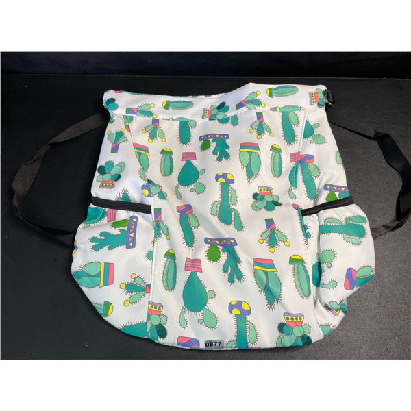Green Cactus Design Drawstring Bag/Lightweight Storage Bag with Backstraps (14" x 12") - New!