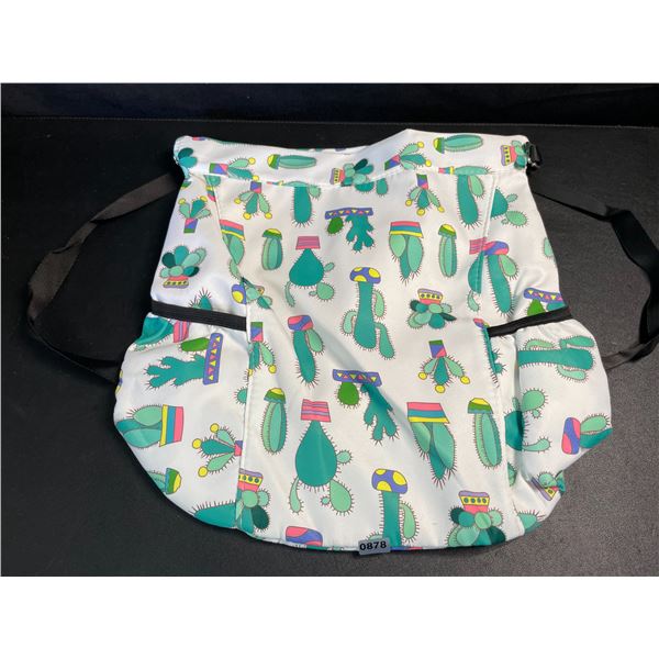 Green Cactus Design Drawstring Bag/Lightweight Storage Bag with Backstraps (14" x 12") - New!