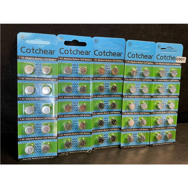5-Packs (10psc Ea/50PCS Total) LR44 1.5V Alkaline Button Cell Batteries - New
