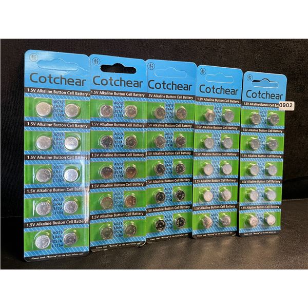 5-Packs (10psc Ea/50PCS Total) LR44 1.5V Alkaline Button Cell Batteries - New