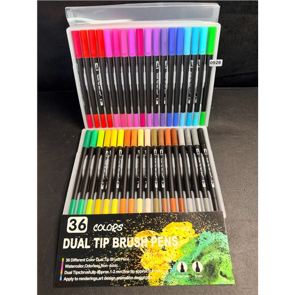36-Pack Dual-Tip Artist Markers/Brush Pens - Great for Drawing/Coloring/Sketching - New