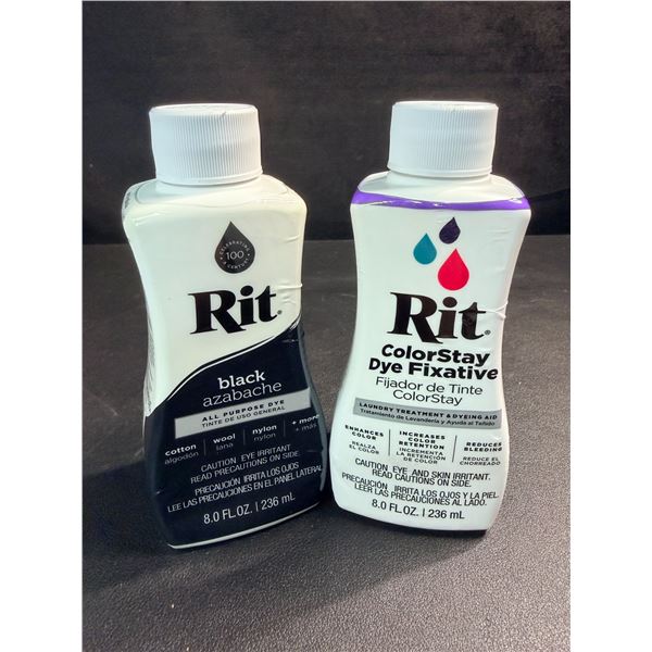 Rit Black All-Purpose Dye (236ml) & Rit ColorStay Laundry Treatment/Dyeing Aid (236ml) for Fabrics