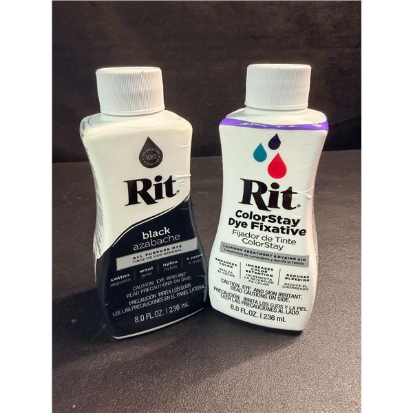 Rit Black All-Purpose Dye (236ml) & Rit ColorStay Laundry Treatment/Dyeing Aid (236ml) for Fabrics