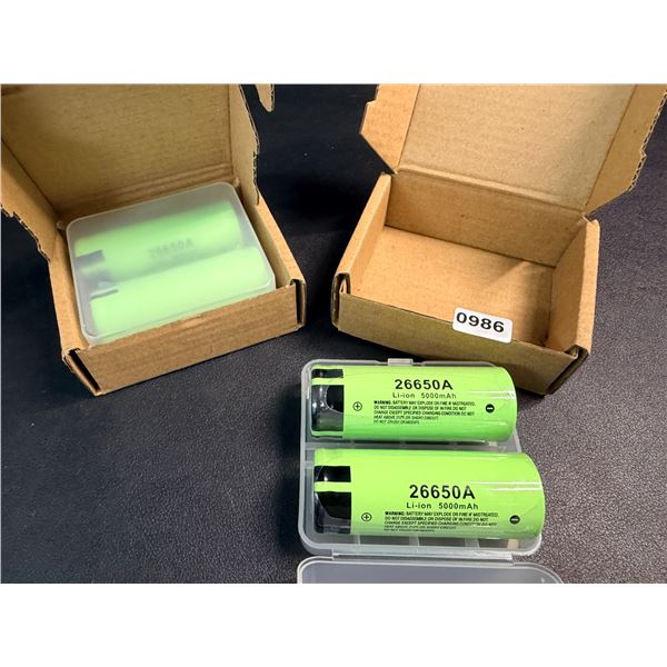 2 Boxes (4PCS Total) 26650A Lithium Ion 5000mAh Rechargeable Batteries - New