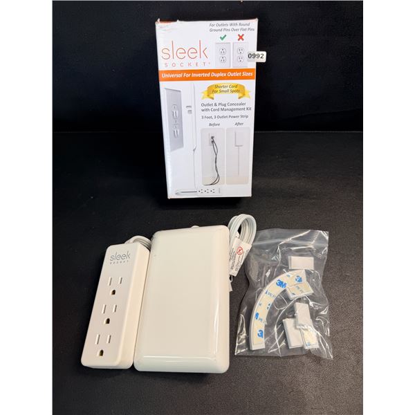 Sleek Socket Original Ultra-Thin Outlet Concealer w/ 3FT Cord & 3 Outlets; Hides Messy Cords! New