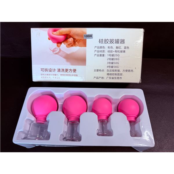 4PC Facial Cupping/Beauty Skincare Therapy Set (Pink) Vacuum Suction Massage Cups - New
