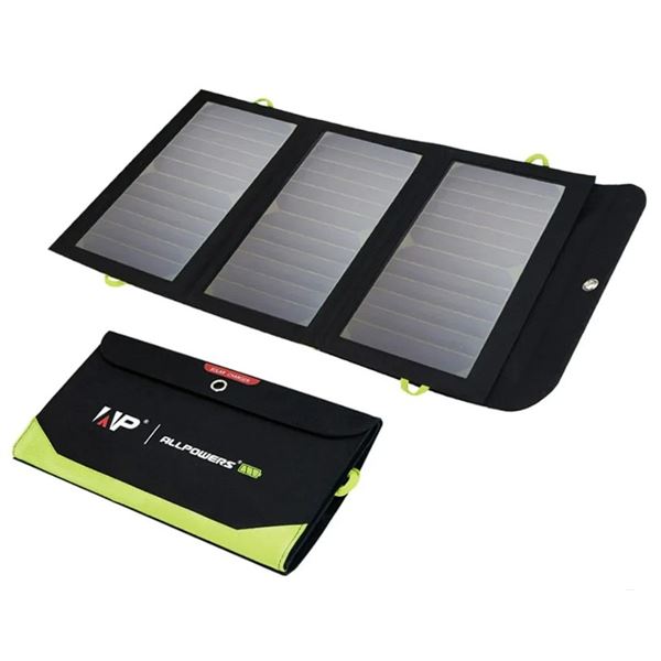 AllPowers SP002 Foldable 21W Solar Panel/Portable Solar Charger; Built-in 10000mAh Battery, 5V 21W