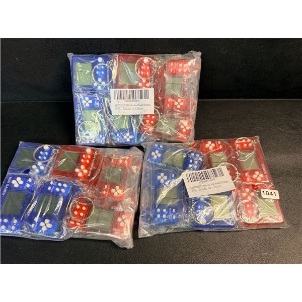 3 Packs (6PCS Each) Mini Game Keychains - Blue/Red - New