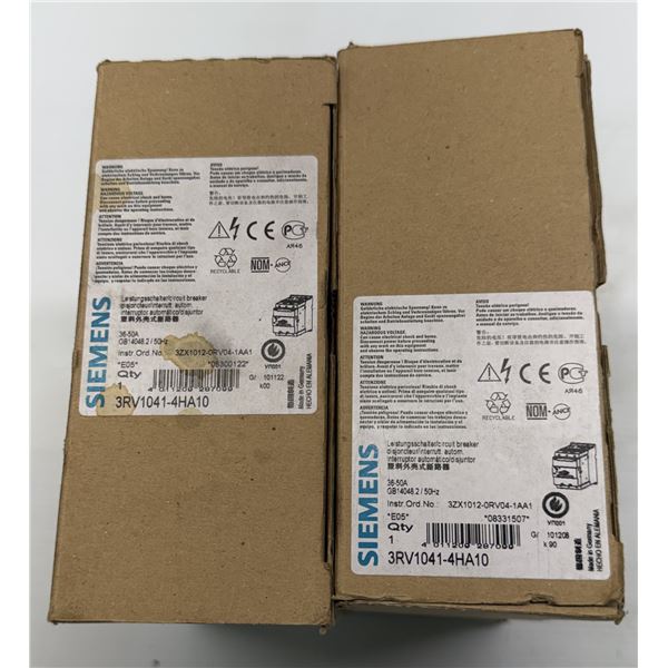 (2) Siemens #3RV1041-4HA10 Motor Starter Protector Circuit Breakers