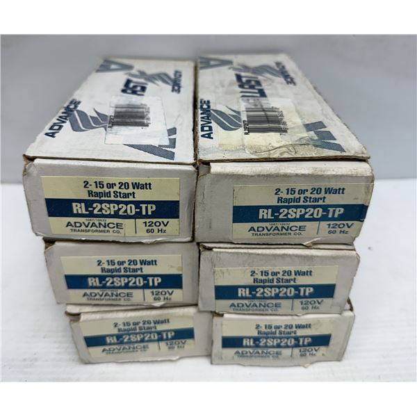 Lot of (6) Advance Transformer #RL-2SP20-TP Rapid Start Ballasts