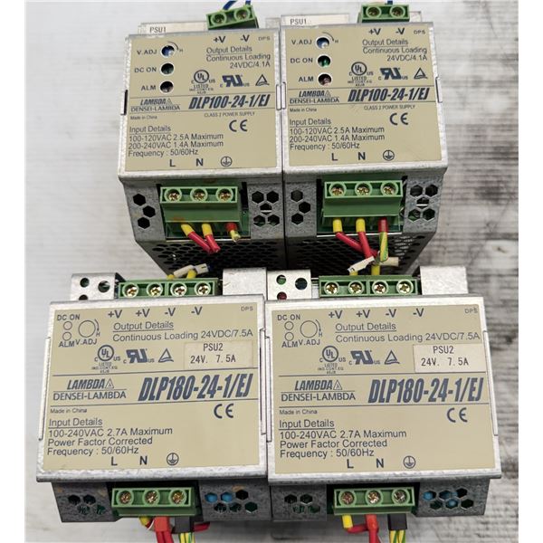 Lot of (4) Lambda Power Supplies (2) - #DLP100-24-1/EJ & (2) - #DLP180-24-1/EJ