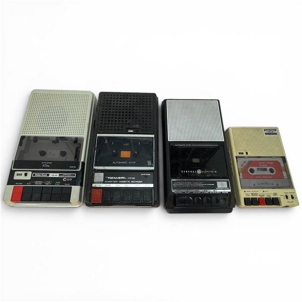 Radio Shack CCR-82 CCR-81, Realistic CTR-80 & GE 3-5015D Vintage Battery Operated Cassette Recorders