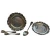 Image 1 : Group of Four .800 Silver Pieces - Weight: 70.5 grams (3" Diameter Plate and 3 Condiment Spoons)