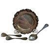 Image 5 : Group of Four .800 Silver Pieces - Weight: 70.5 grams (3" Diameter Plate and 3 Condiment Spoons)