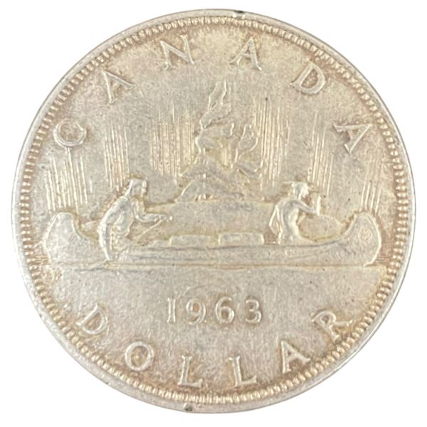 1963 Canadian Silver Dollar - 80% Silver Voyageur Dollar - Circulated