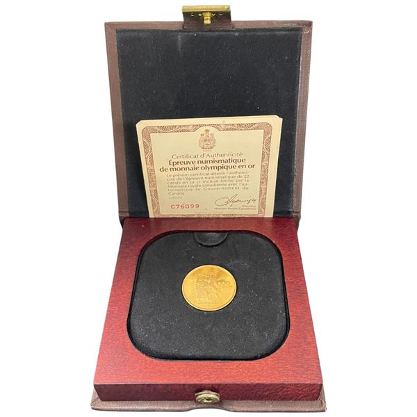 22KT Gold 1976 Montreal Olympics $100 Coin in Original Box with Certificate - Weight: 16.966 g Gold 