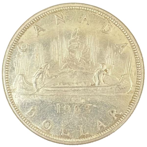 1963 Canadian Silver Dollar - 80% Silver Voyageur Dollar - Circulated