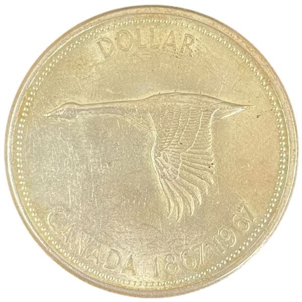 1967 Canadian Silver Dollar - 80% Silver Centennial Flying Goose Dollar - Circulated