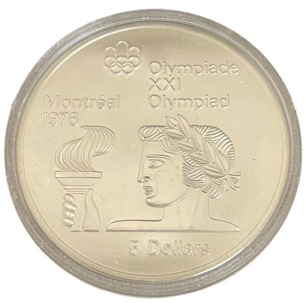 1974 Canadian 1976 Montreal Olympics .925 Silver $5 Olympic Torch Coin - Weight: 24.3 grams - Uncirc