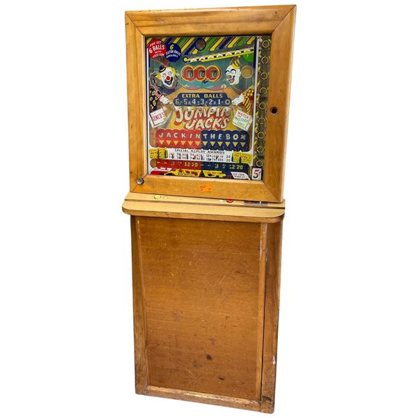 1952 Jumpin' Jacks Wooden Vertical Pinball Machine by Genco Corp -  24" x 17" x 62" tall