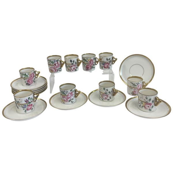 9 Verbano Italian 1950s Porcelain Demitasse Cup and Saucers