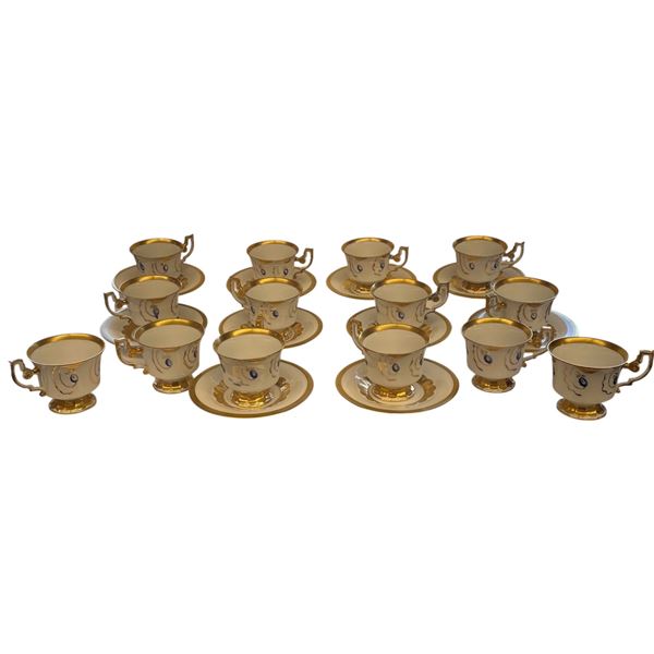 10 Vintage Heinreich Bavaria Hand Painted Tea Cups with Saucers (a few extra cups)