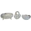 Image 1 : Group of 3 Large Pinwheel Crystal Bowls (12" Footed bowl, handled basket bowl and 8" bowl)