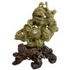 Image 1 : Vintage Hand Carved Chinese Soapstone (or Shoushan Stone) Statuette with Foo Dog Design (3" x 7" x 9