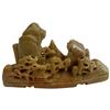 Image 5 : 3 Vintage Hand Carved Soapstone Mountain Village Sculptures (Tallest is ")