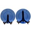 Image 1 : 2 Blue Glass Haida Design 12' Glass Plates (one has a chip)