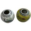Image 2 : 2 Chinese Porcelain Famille Rose Ginger Jars - 1 has a peacock design - 5" tall x 6" diameter