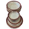 Image 2 : Vintage Myott Staffordshire Porcelain Dinnerware with Canterbury Red Border