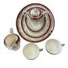 Image 3 : Vintage Myott Staffordshire Porcelain Dinnerware with Canterbury Red Border