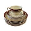 Image 5 : Vintage Myott Staffordshire Porcelain Dinnerware with Canterbury Red Border